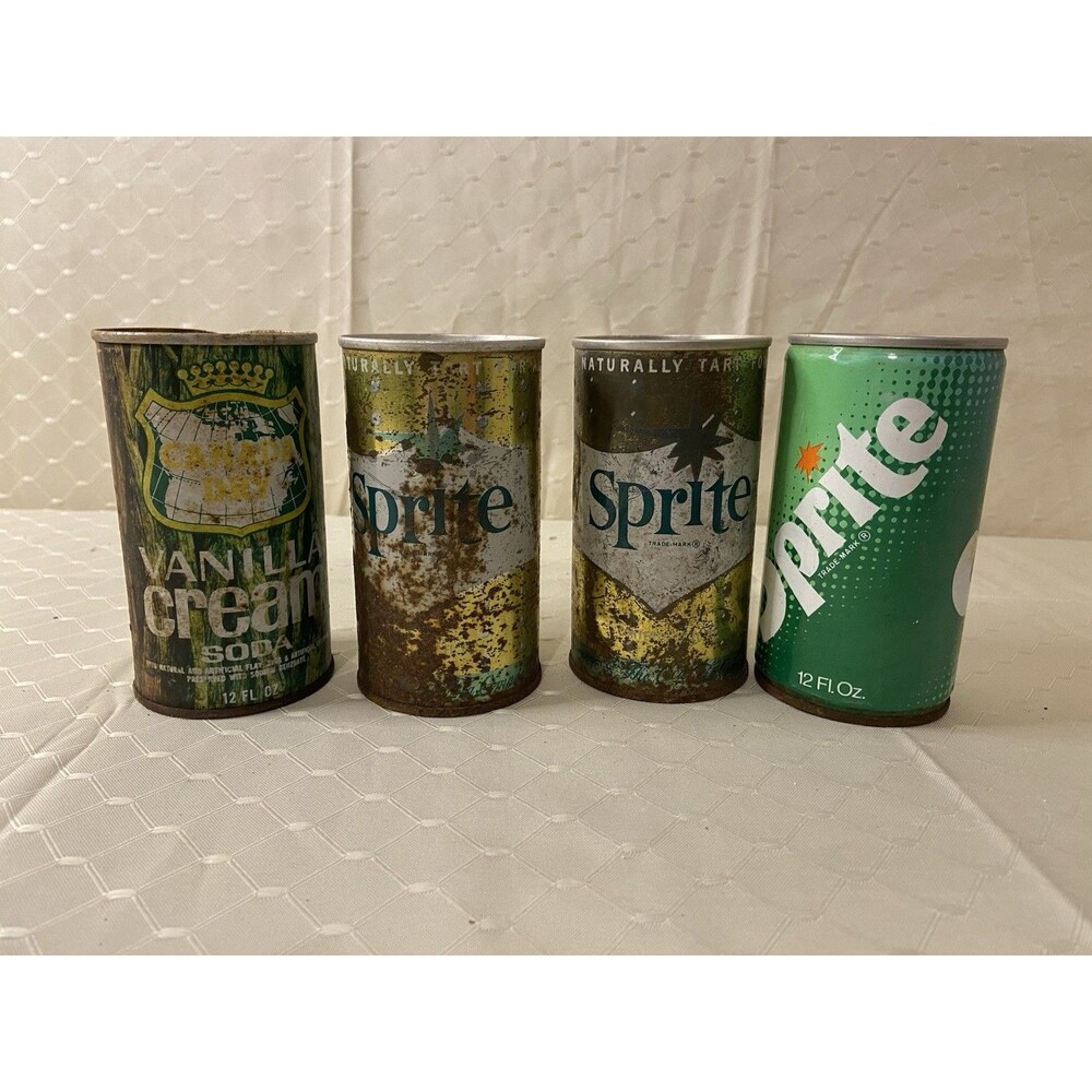 Vintage Steel Soda Cans Lot Of 4 Sprite Canada Dry